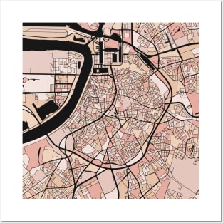 Antwerp Map Pattern in Soft Pink Pastels Posters and Art